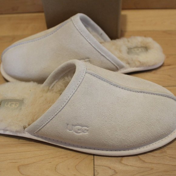 NEW UGG PEARLE SUEDE SHEARLING‎ SLIP ON SLIPPERS CREAM - Picture 2 of 6